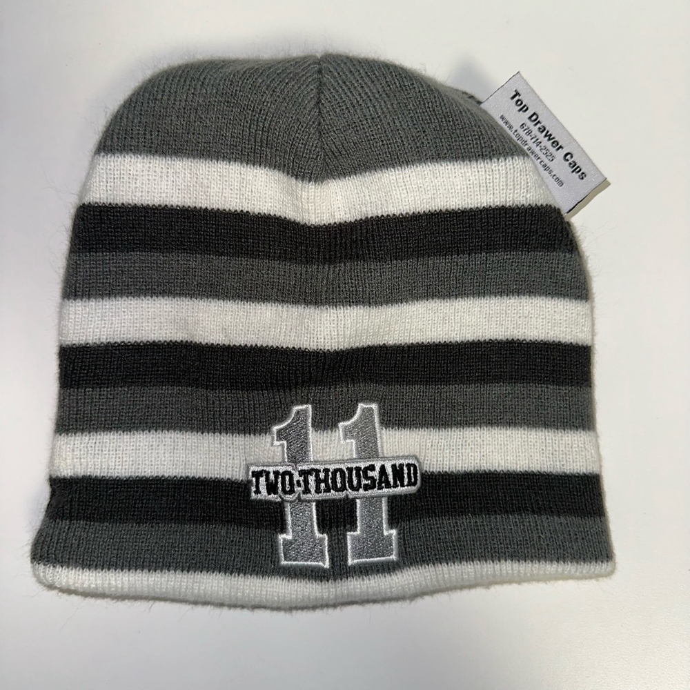 2011 Cap Beanie Hat One Size Gray Reversible Top Drawer Caps